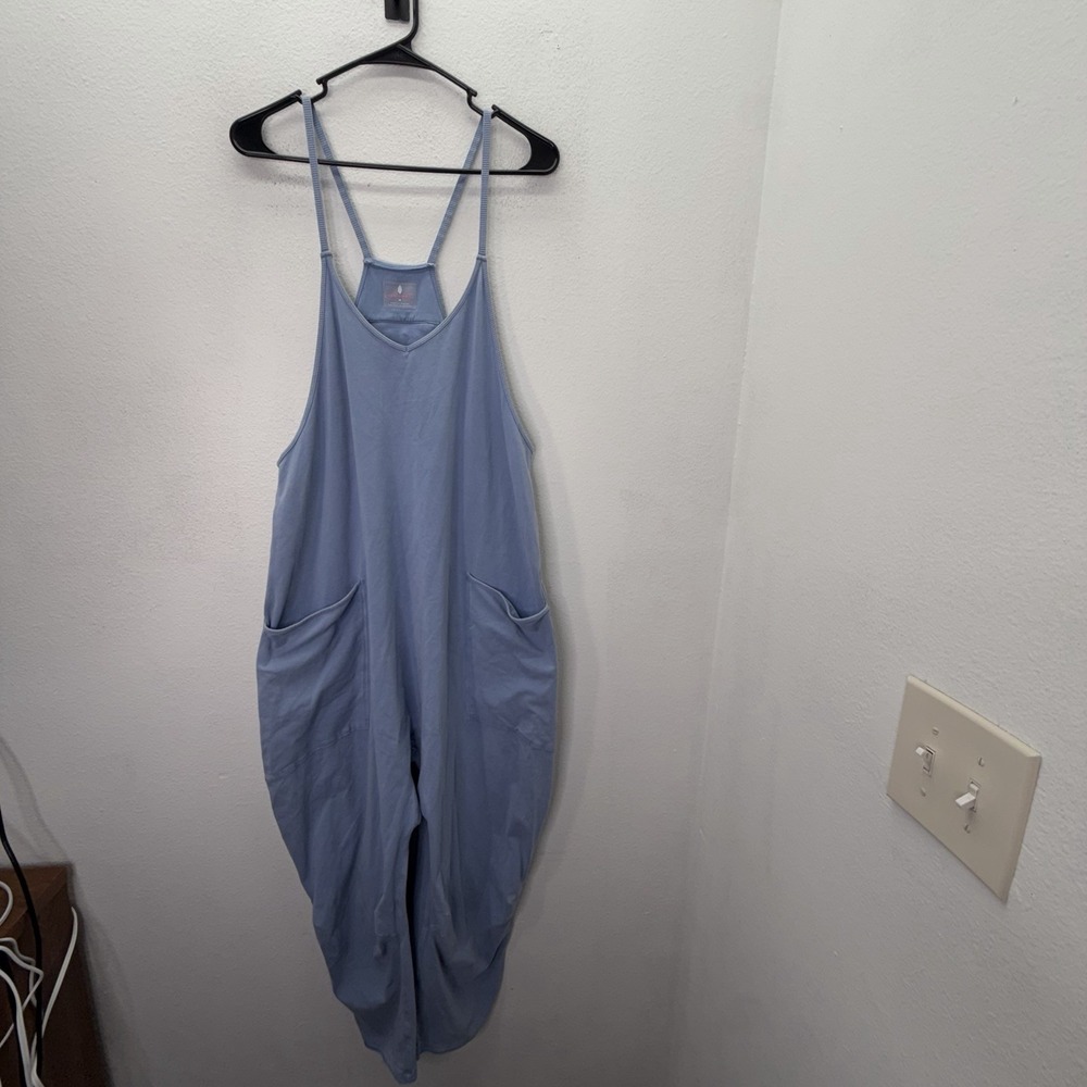 Free People Womens FP Movement Hot Shot Jumpsuit Size M Washed Blue Slouchy